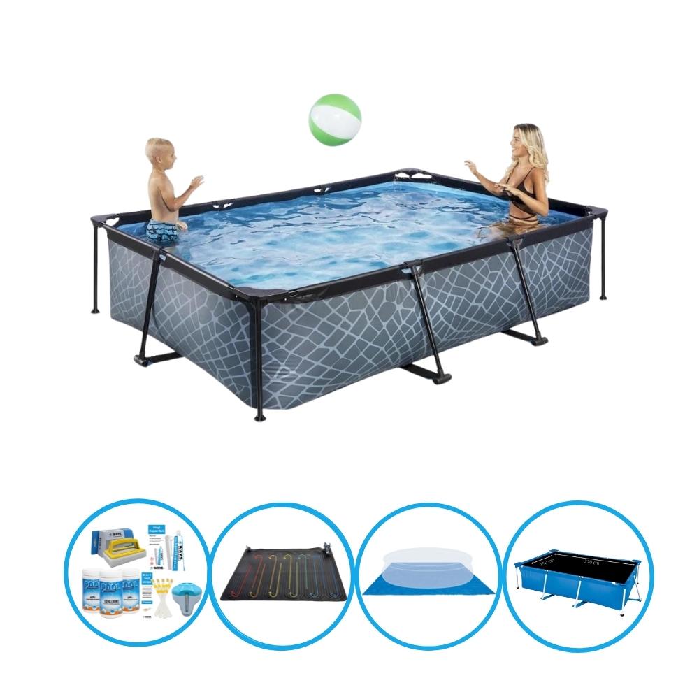 EXIT Basen Stone Grey - Basen stelażowy 300x200x65 cm - oferta łączona
