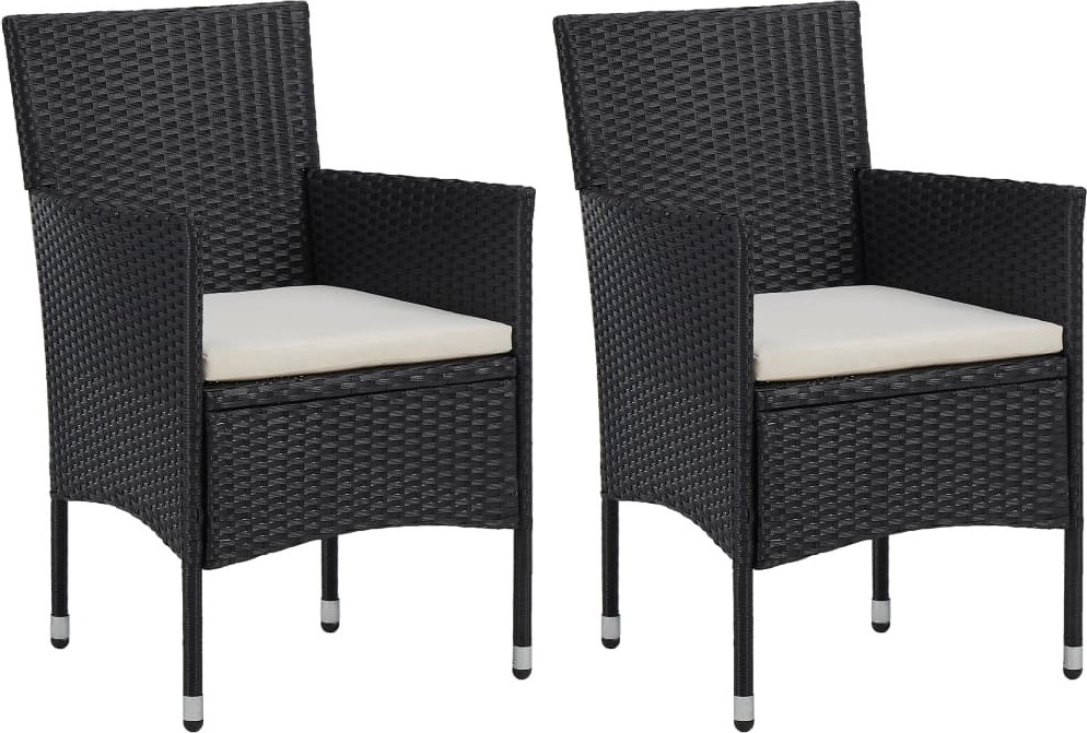 Prolenta Premium - Krzesła ogrodowe 2 szt. Poli rattan czarny