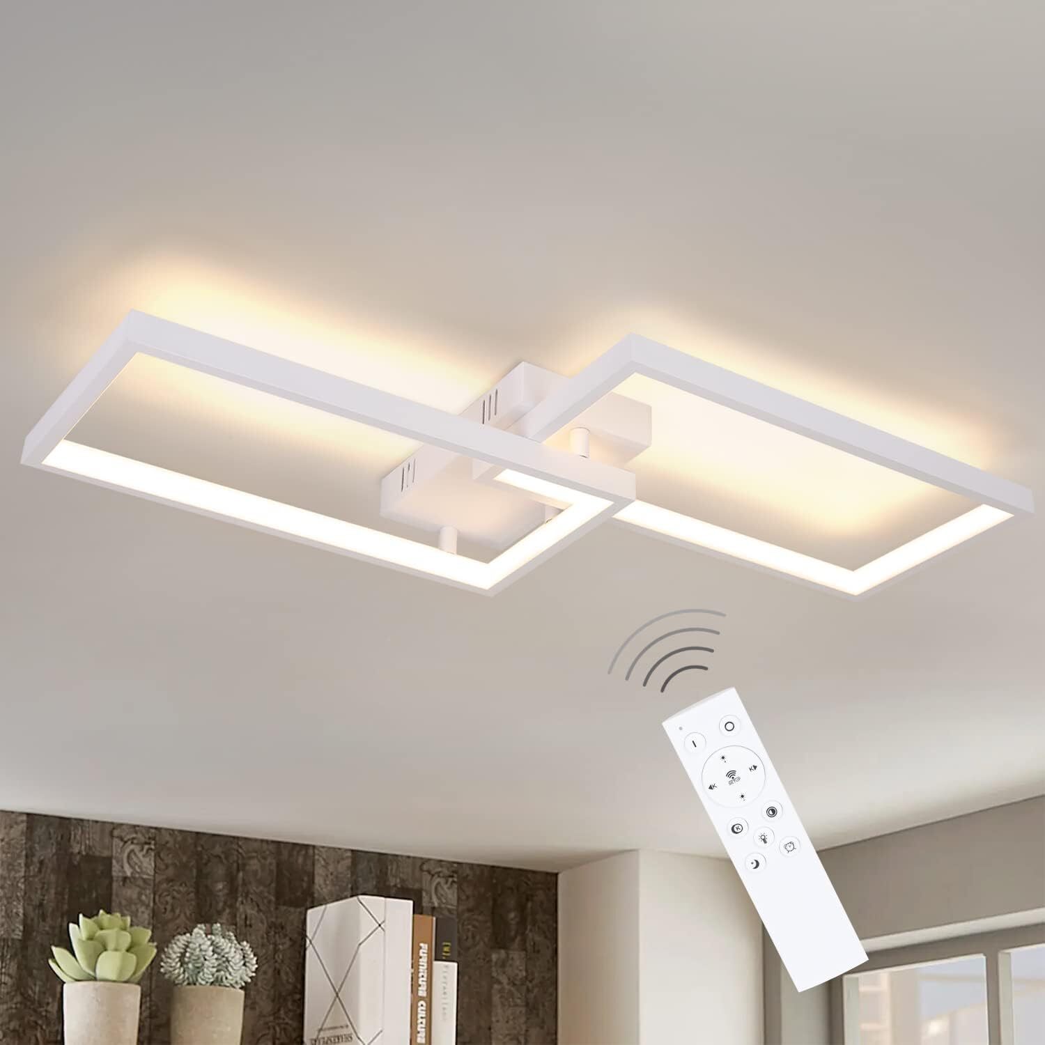 ZMH LED lampa sufitowa biały salon ściemnialna z pilotem metal 40W do sypialni jadalni salonu gabinetu przedpokoju