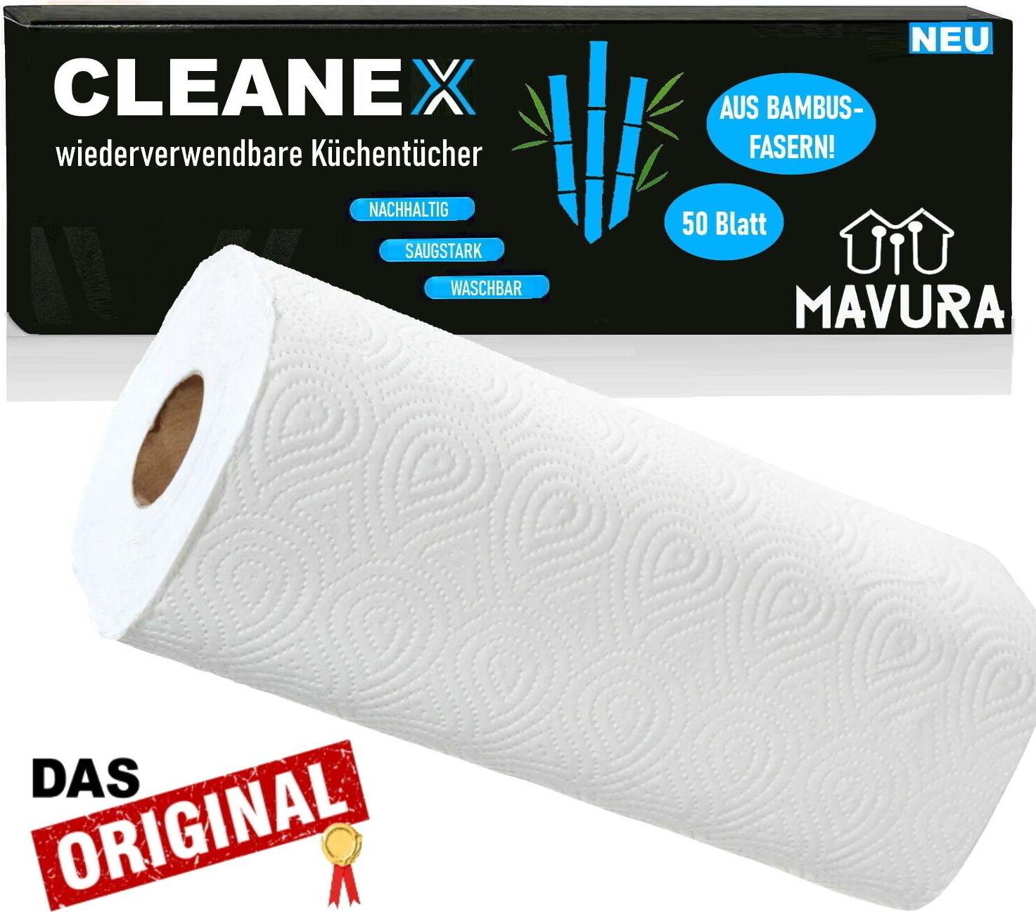 CLEANEX rolka kuchenna zmywalne bambusowe ręczniki kuchenne chłonne wielokrotnego użytku [50]