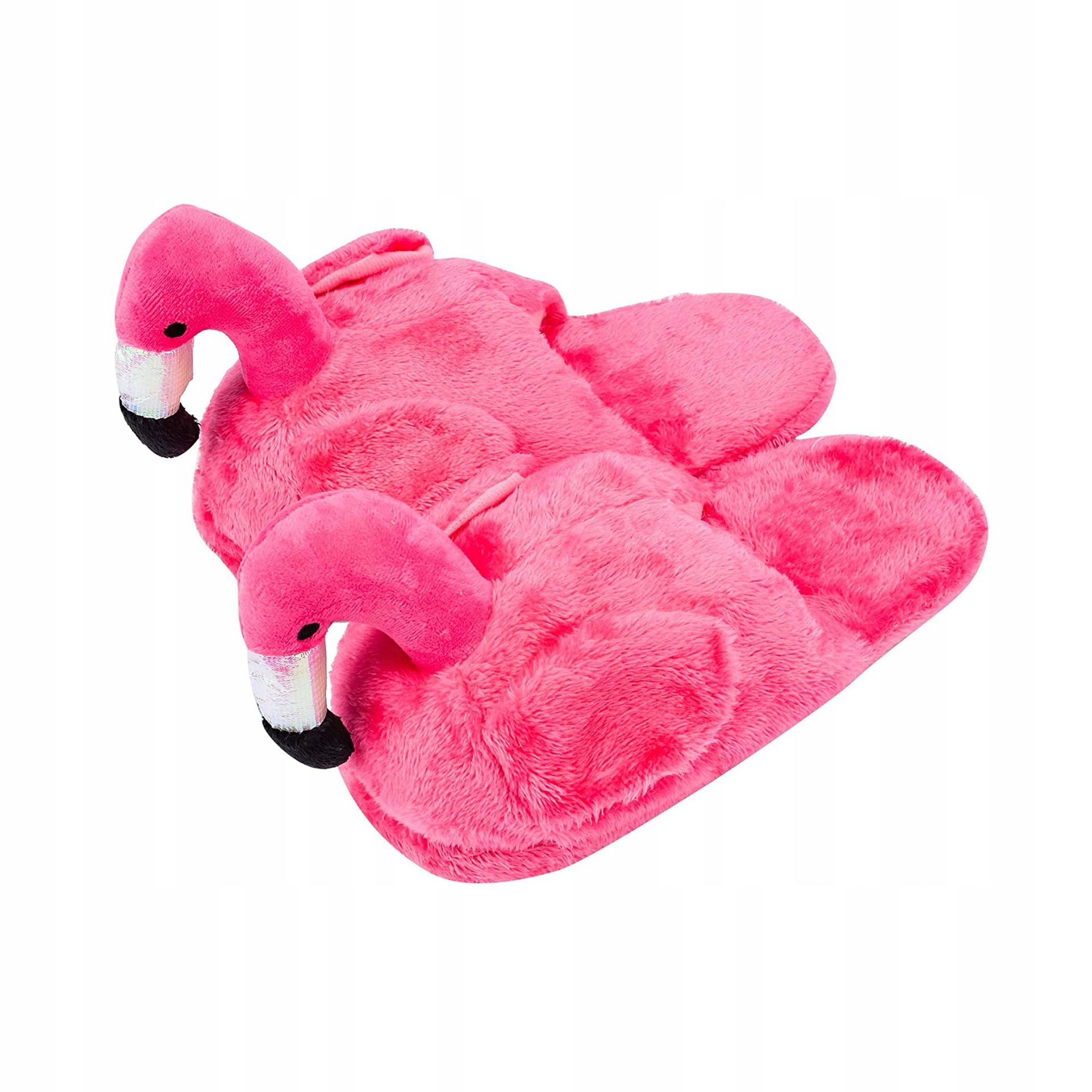 Zolta pluszowe kapcie dla kobiet i dzieci - Kapcie damskie ze zwierzętami - Puszyste przytulne kapcie - Kapcie na zimę - JEDEN ROZMIAR rozmiar 36-41 - Neon Flamingo
