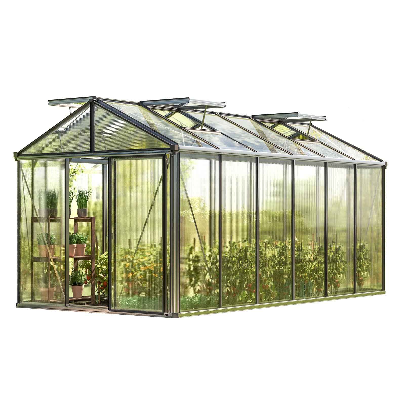 GFP szklarnia Diamas 24 Premium 235x460 cm - grube panele poliwęglanowe ok. 16 mm - kolor: aluminium naturalne