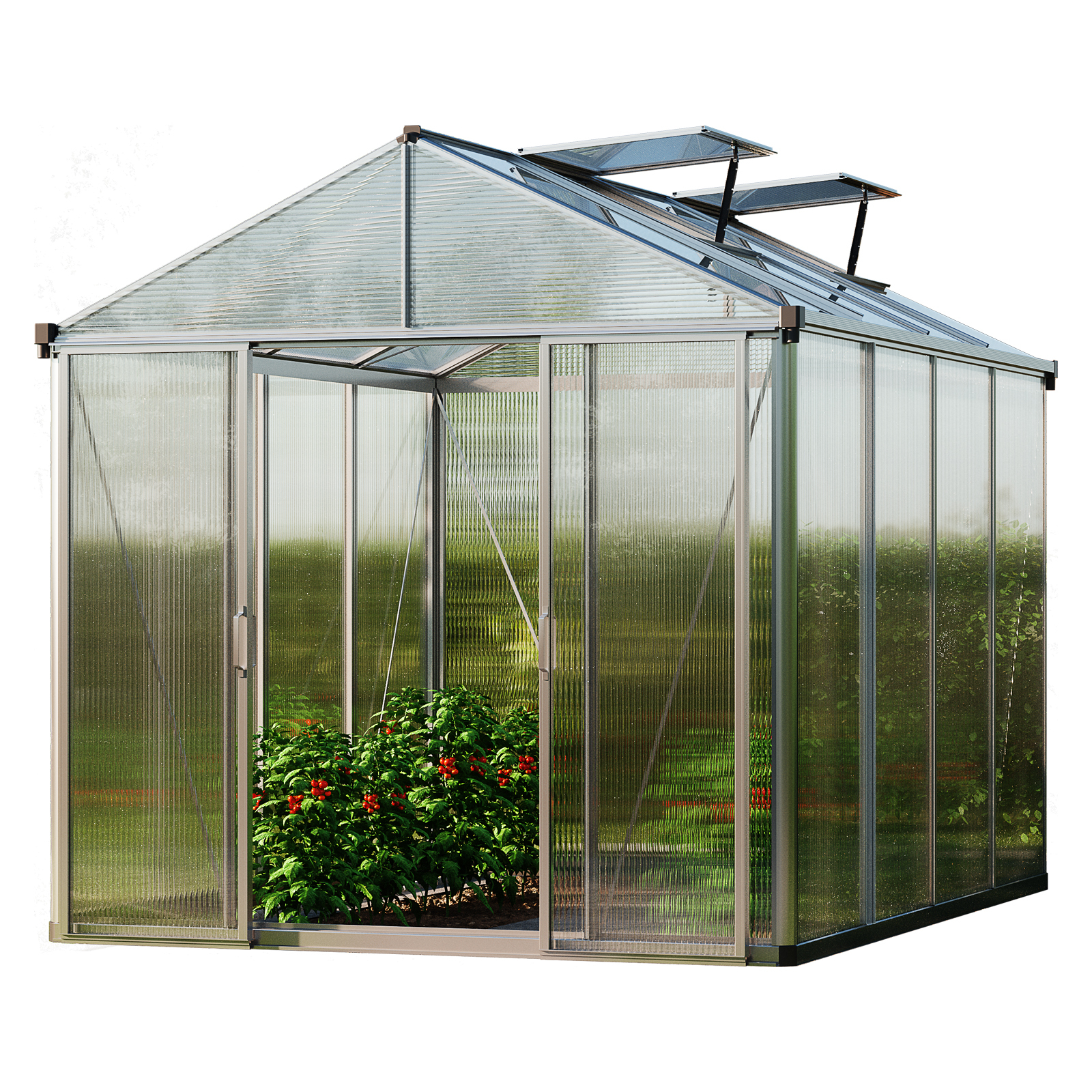 GFP szklarnia TITAN 22 rama aluminiowa 222x294 cm - grube panele poliwęglanowe ok. 10 mm