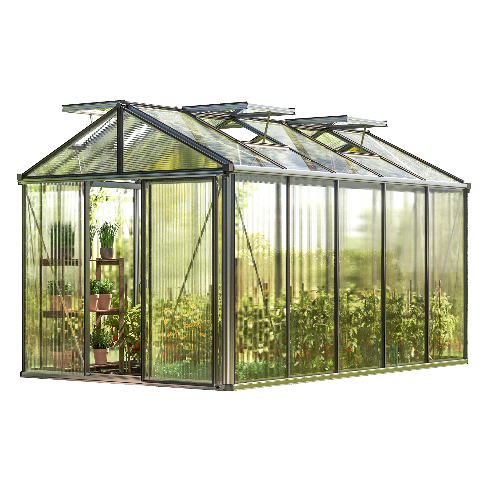 GFP szklarnia Diamas 23 Premium 235x385 cm - grube panele poliwęglanowe ok. 16 mm - kolor: aluminium naturalne