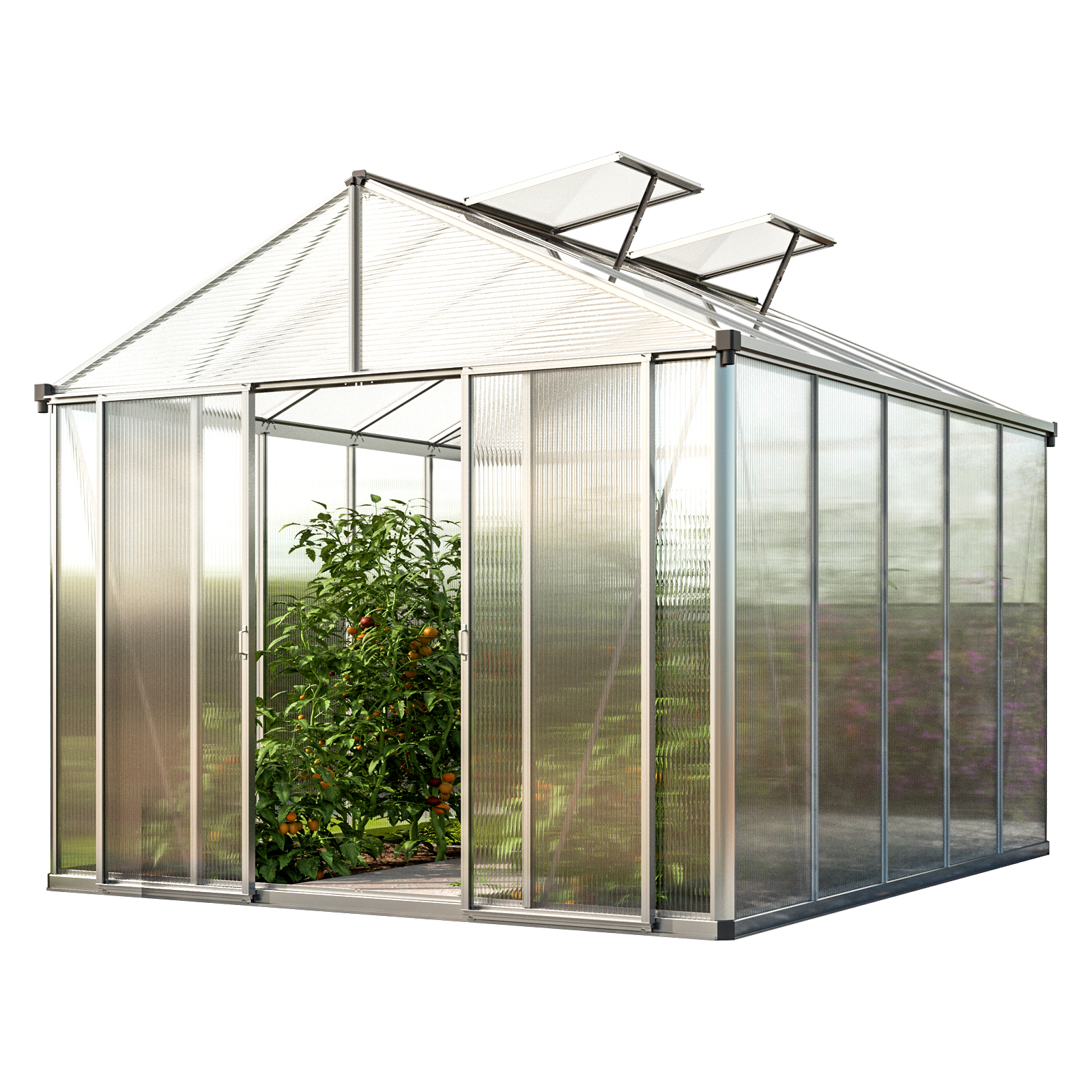 GFP szklarnia RUBIN 5 rama aluminiowa 262x320 cm - grube panele poliwęglanowe ok. 10 mm