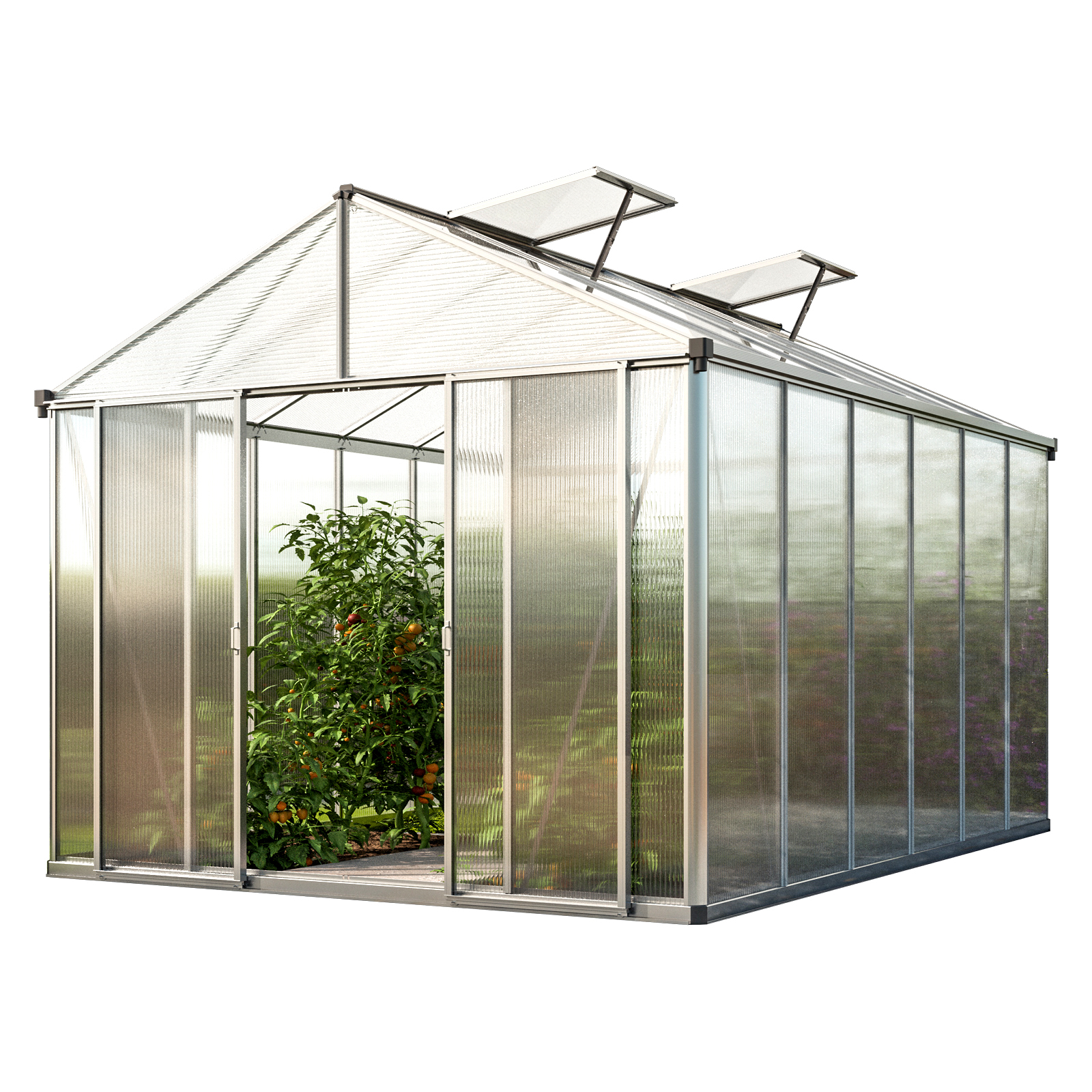 GFP szklarnia RUBIN 6 rama aluminiowa 262x384 cm - grube panele poliwęglanowe ok. 10 mm