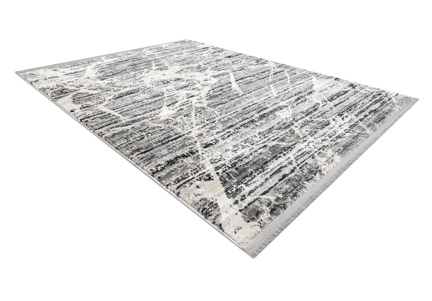 Dywan TULS nowoczesny, strukturalny, frędzle 51322 Marmur / kość słoniowa szary 180x270 cm