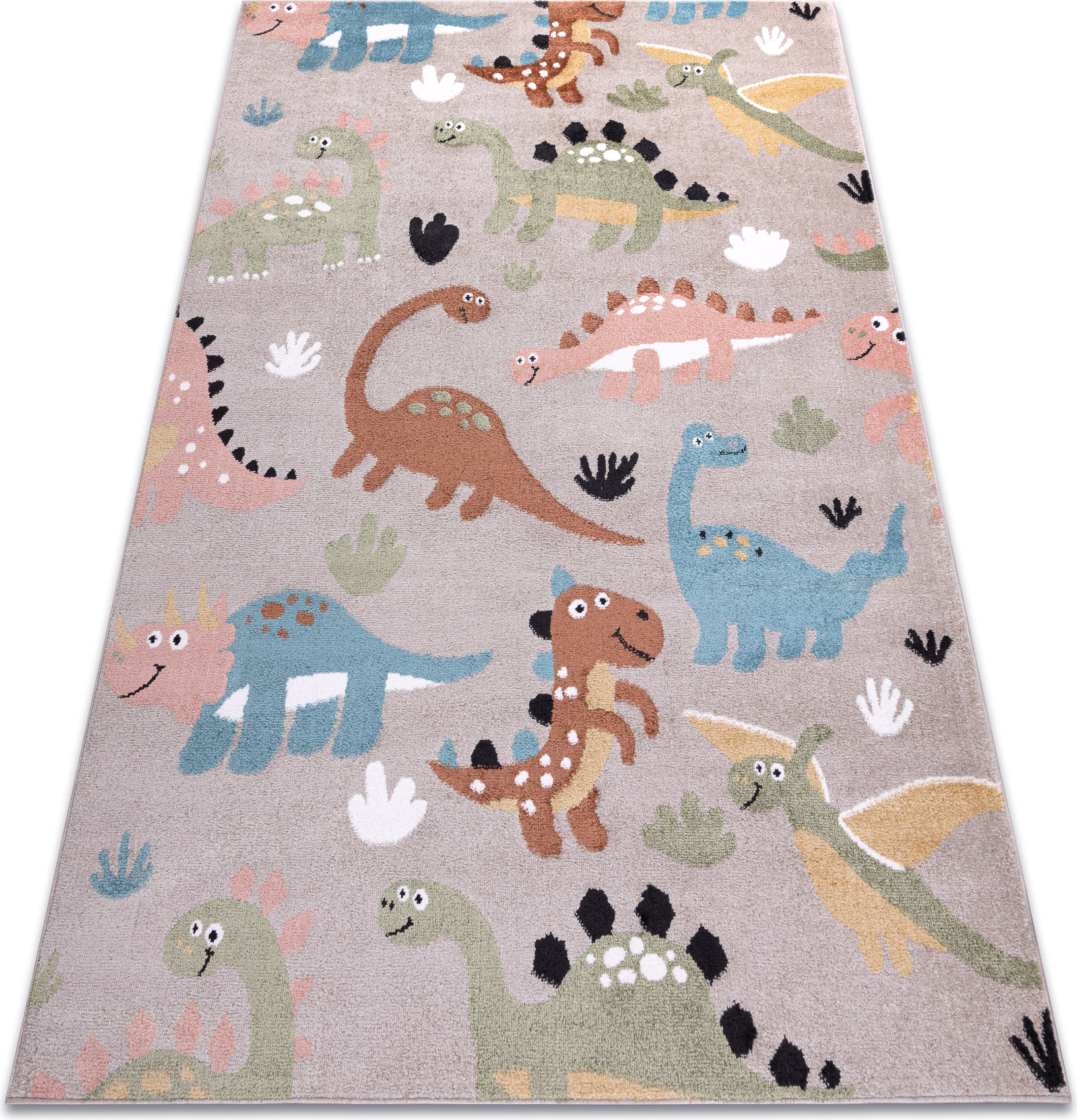 Dywan FUN Dino dla dzieci, dinozaury beż wielokolorowy 160x220 cm