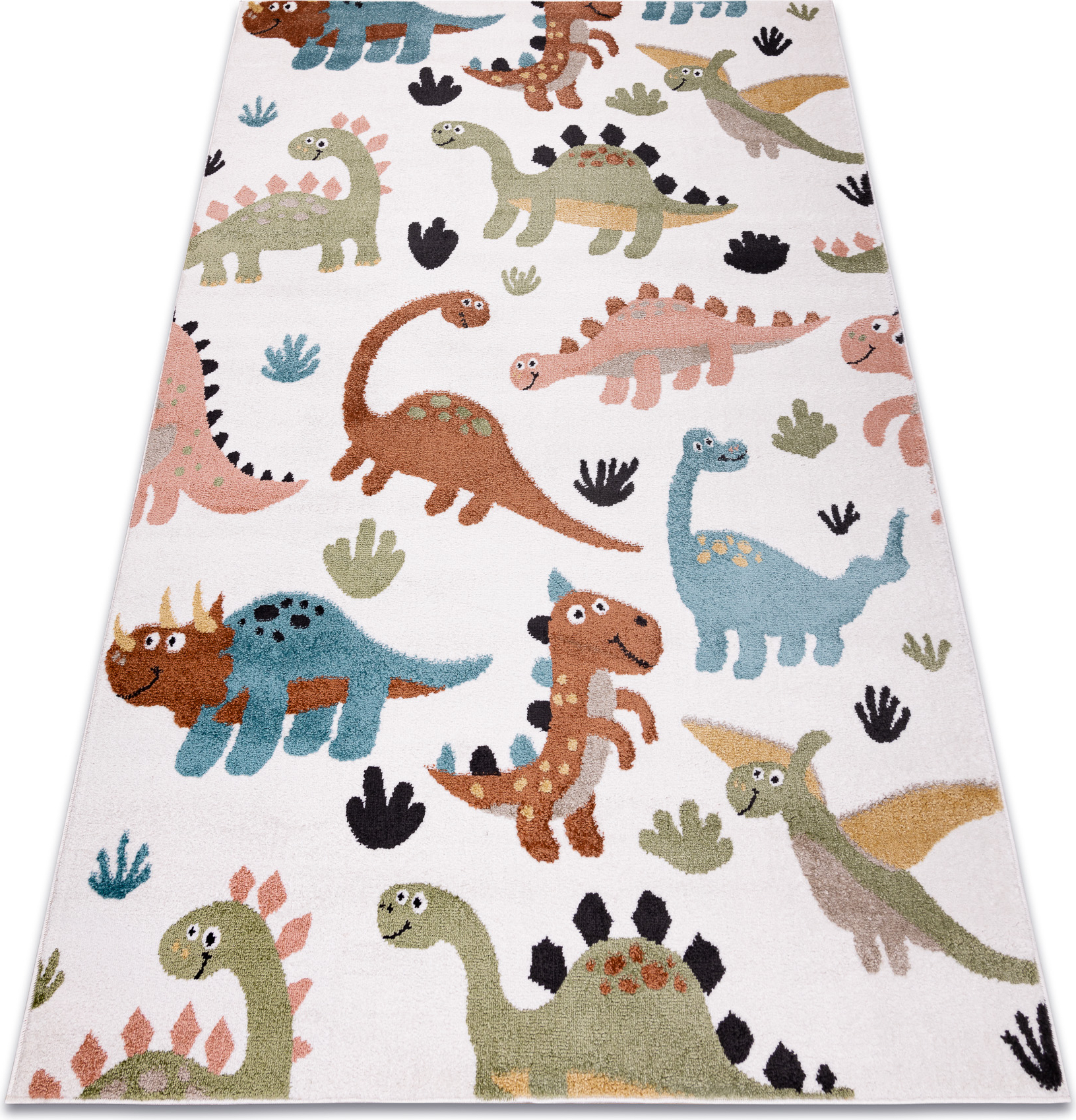 Dywan FUN Dino dla dzieci, dinozaury krem wielokolorowy 140x190 cm
