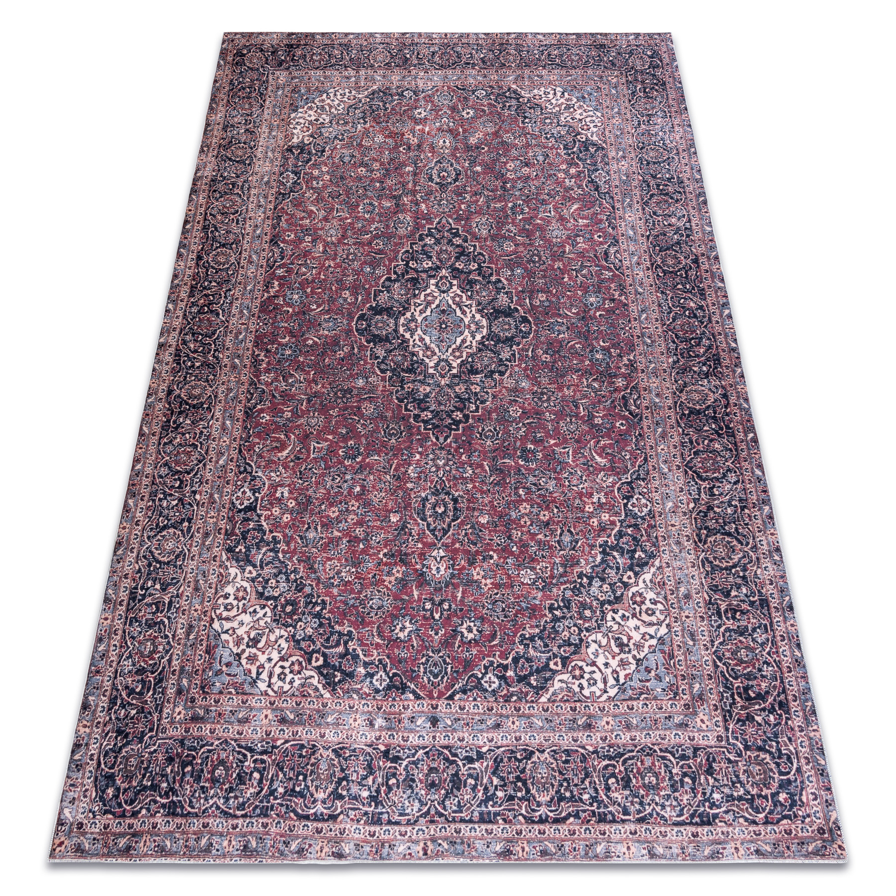 Dywan do prania ANDRE 2288 Orientalny vintage, antypoślizgowy - bordo / szary czerwony 160x220 cm