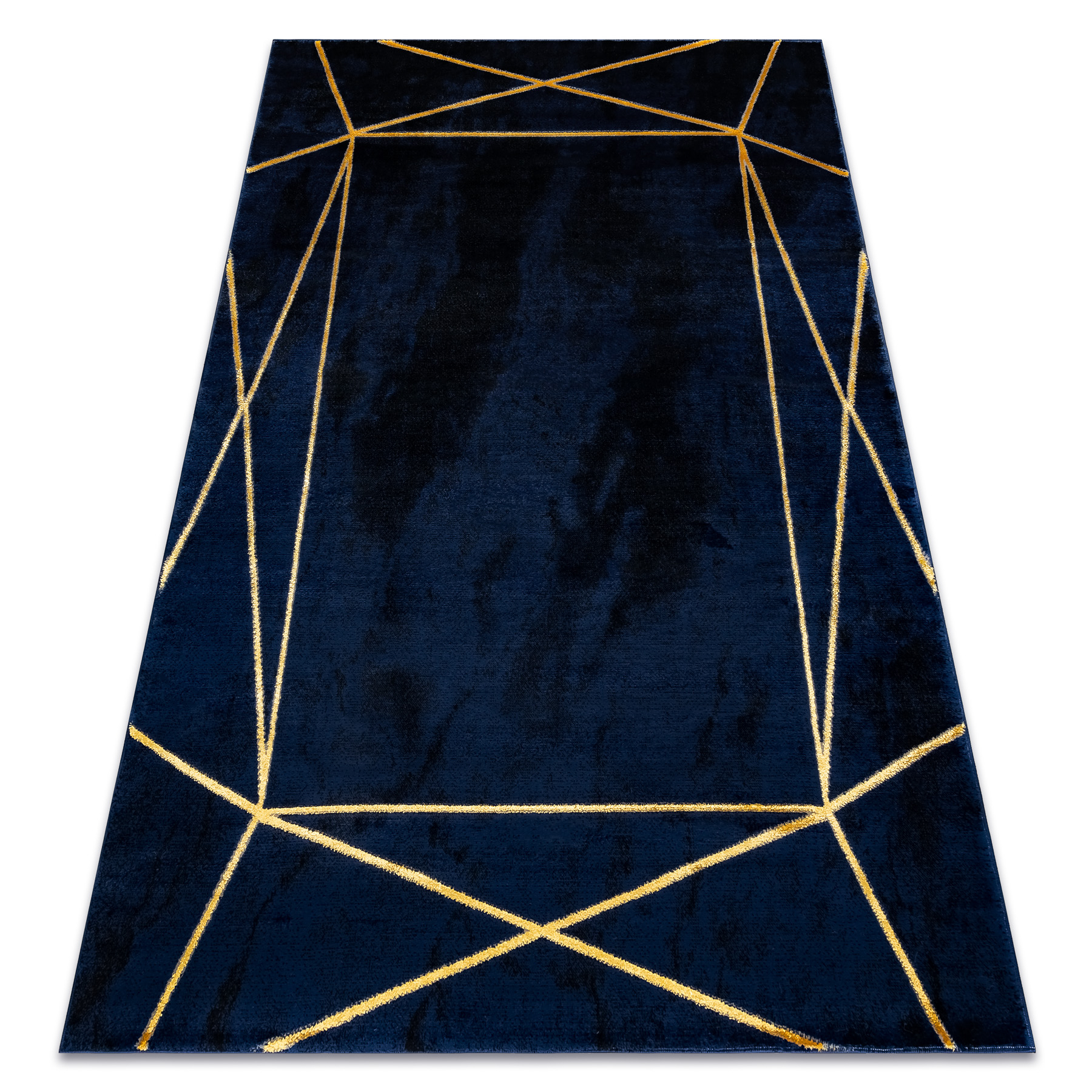 Dywan EMERALD ekskluzywny 1022 glamour, stylowy geometryczny granatowy / złoty niebieski 240x330 cm