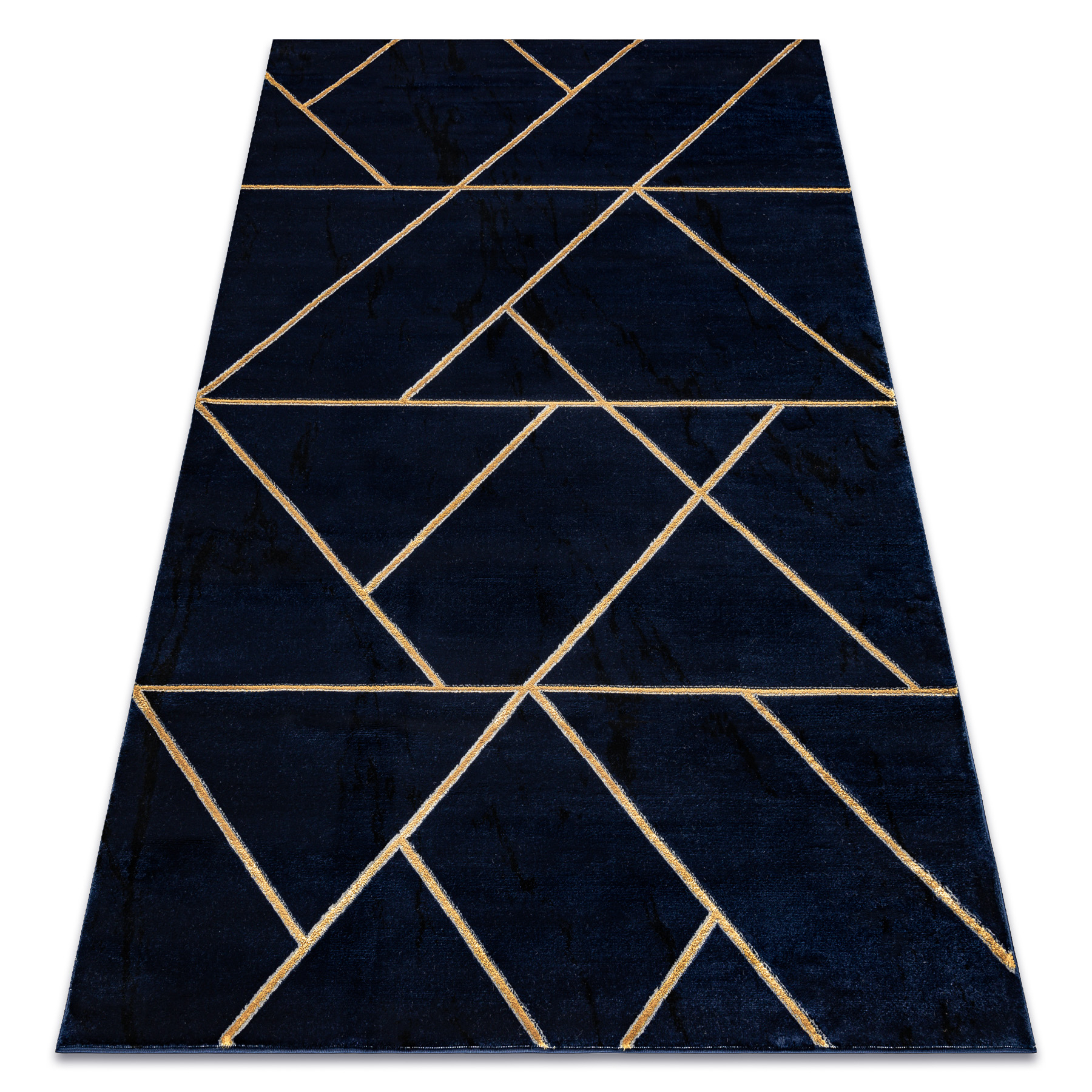 Dywan EMERALD ekskluzywny 1012 glamour, stylowy geometryczny granatowy / złoty niebieski 120x170 cm