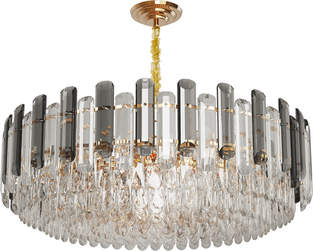 WISFOR luksusowa lampa wisząca okrągły kryształowy żyrandol, lampa wisząca LED 60cm, regulowana wysokość ściemnialna klasyczna dekoracyjna lampa sufitowa do salonu, jadalni, otwartej kuchni, przedpokoju, sypialni [klasa energetyczna A++]