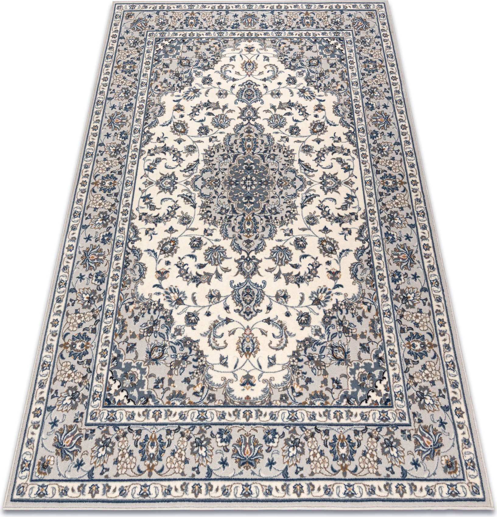 Dywan NAIN Ramka ornament 7335/51935 beż / granat niebieski 80x150 cm