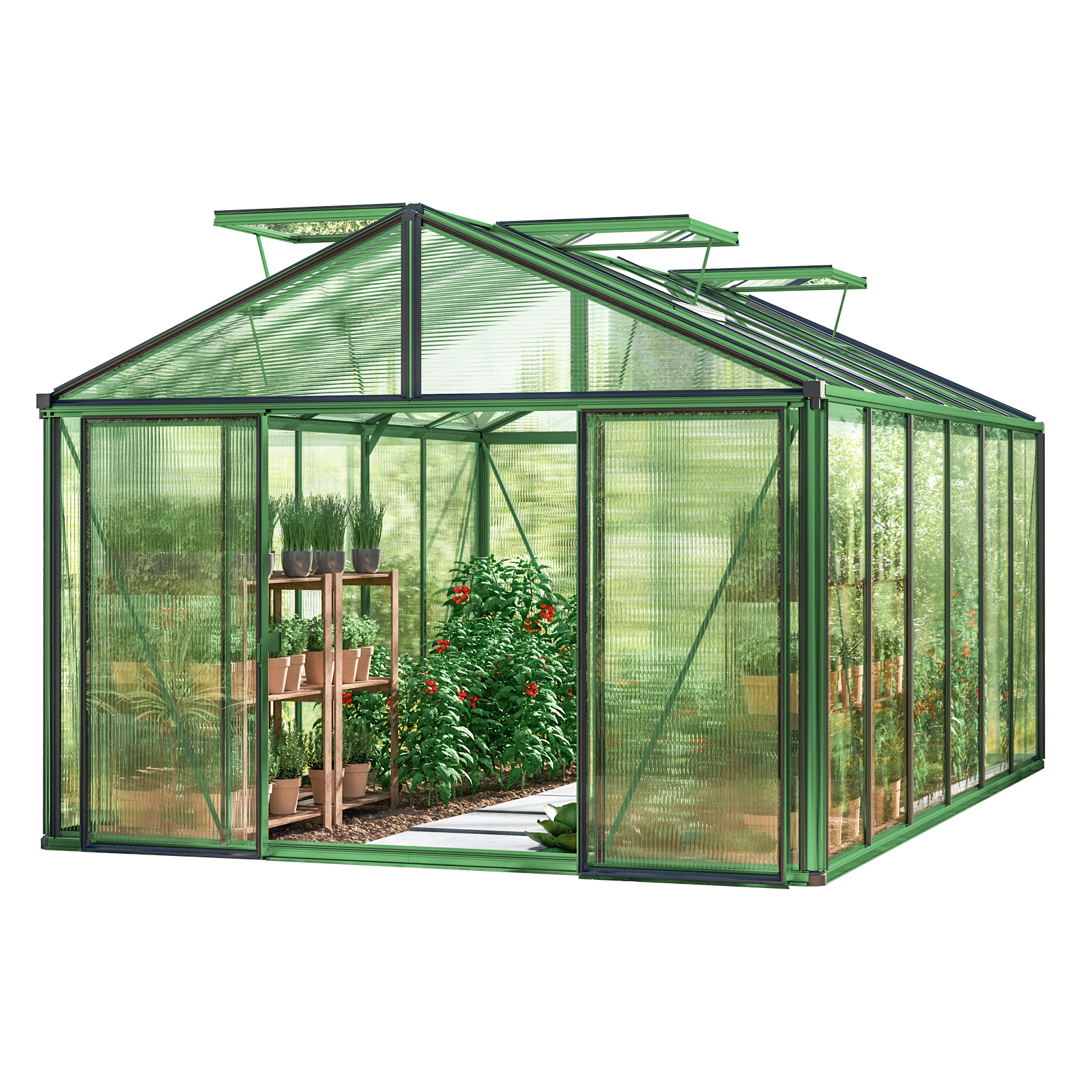 GFP szklarnia Asteria 24 Premium 311x460 cm - grube panele poliwęglanowe ok. 16 mm - kolor: zielony