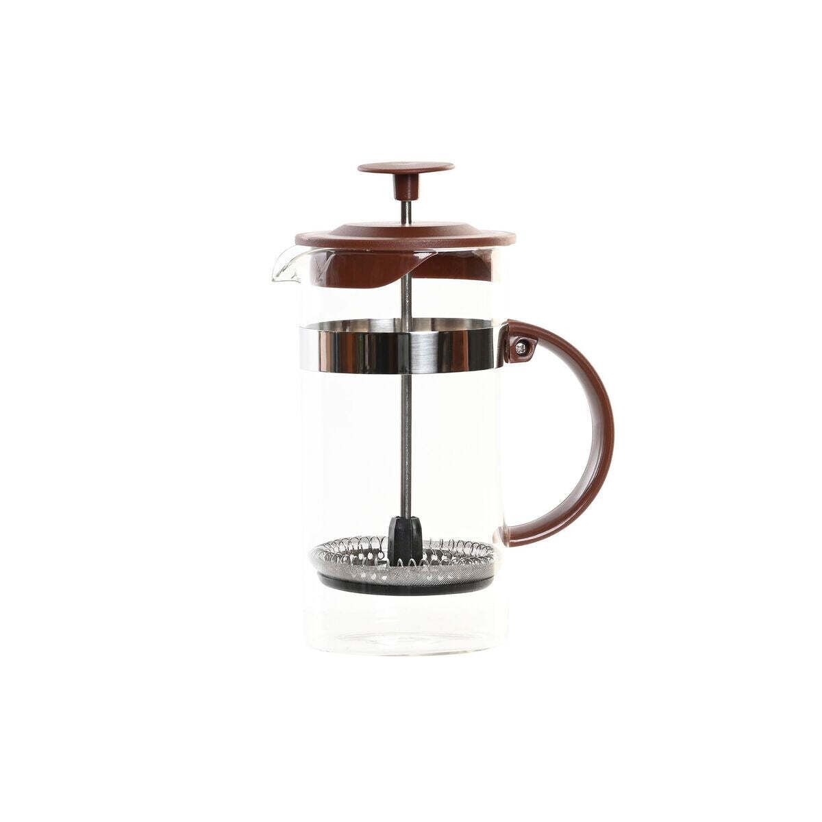 Ekspres przelewowy do kawy DKD Home Decor brązowy przezroczysty stal nierdzewna szkło borokrzemowe 350 ml 16 x 9 x 18,5 cm
