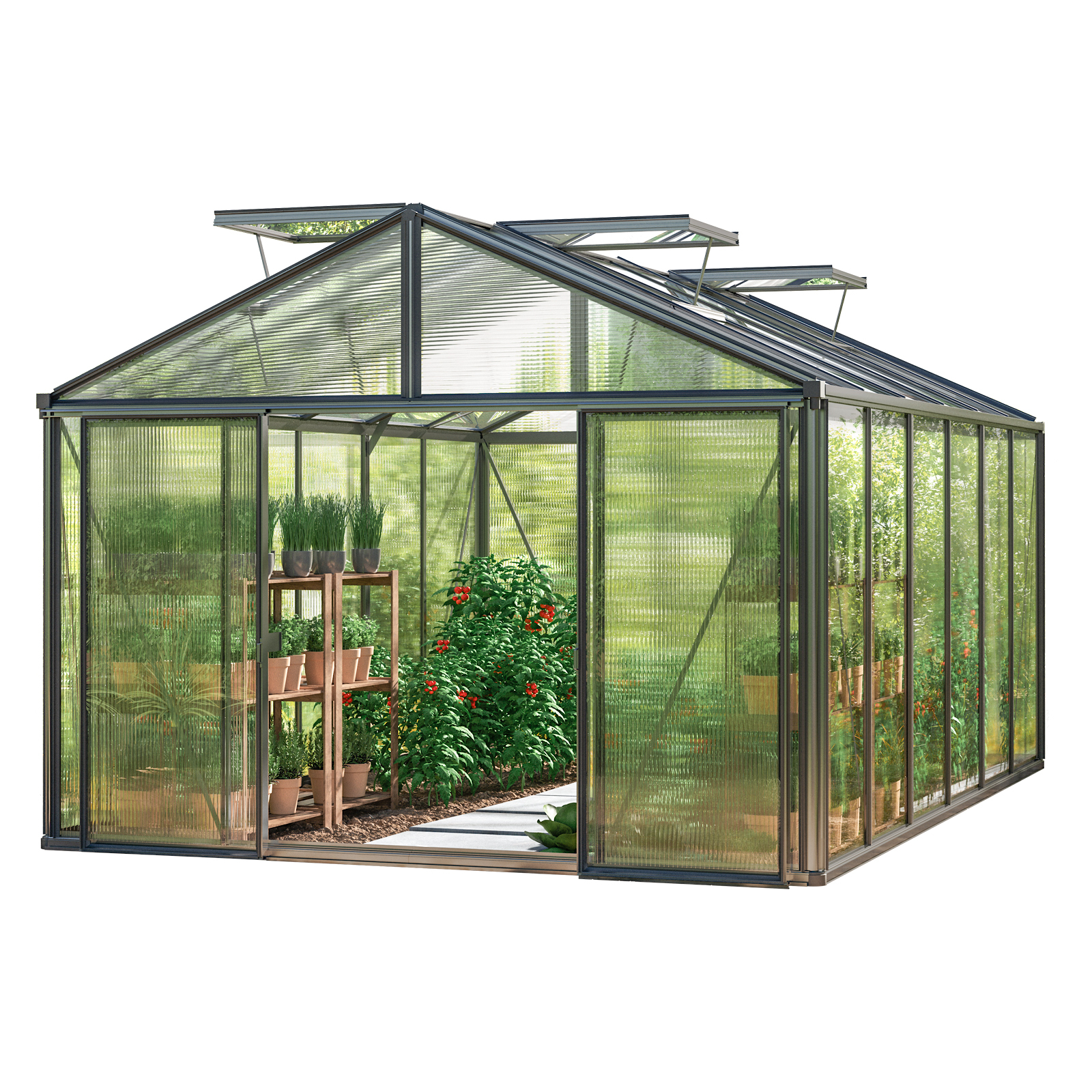 GFP szklarnia Asteria 24 Premium 311x460 cm - grube panele poliwęglanowe ok. 16 mm - kolor: antracytowy