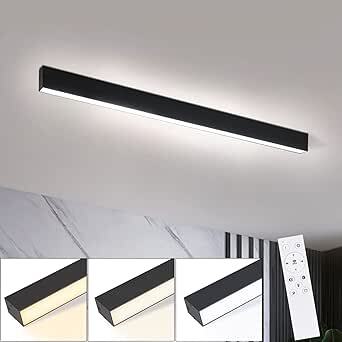ZMH LED lampa sufitowa do salonu lampa sufitowa 25W nowoczesna czarna lampa sufitowa 80CM ściemnialna z pilotem do sypialni kuchni biura jadalni