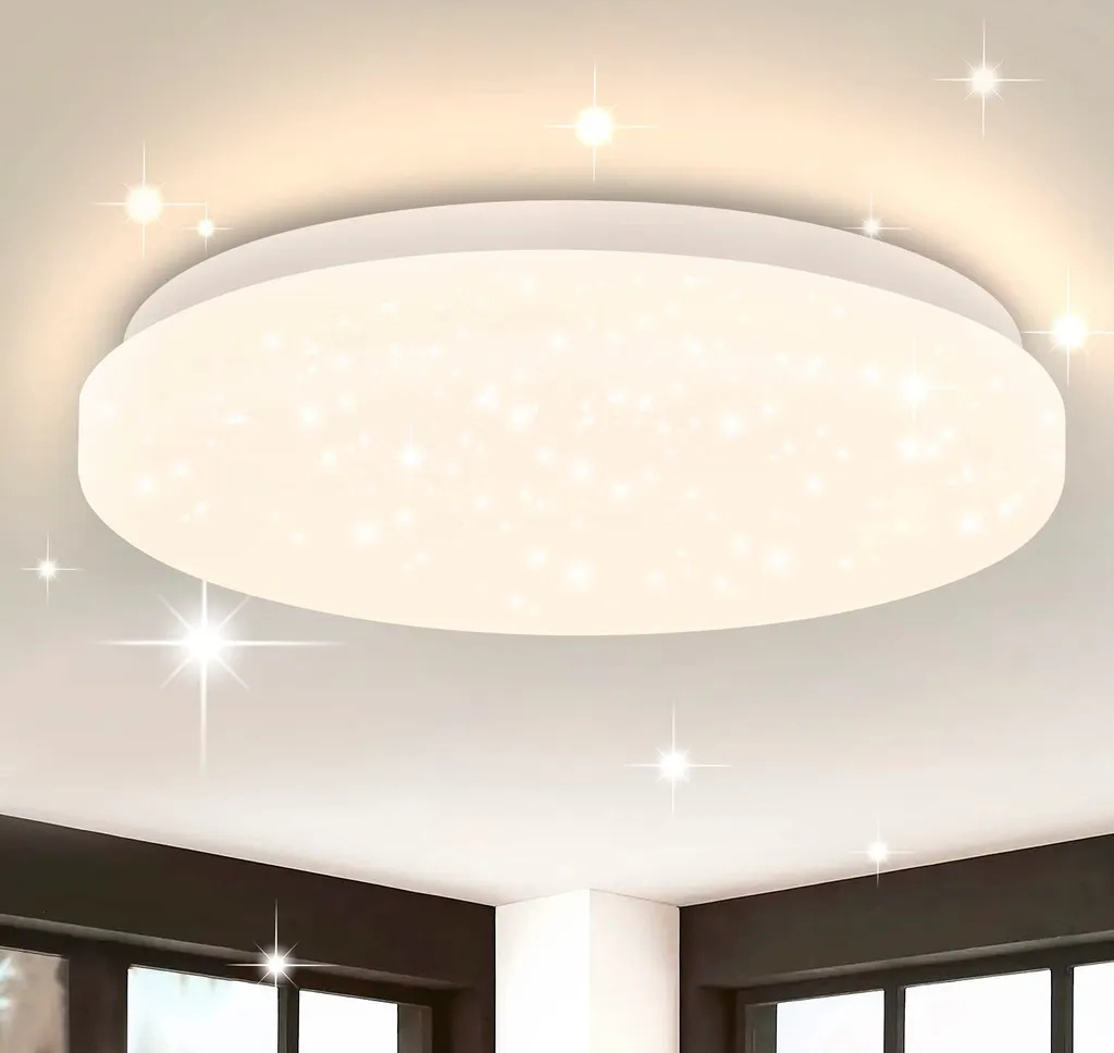 ZMH Led lampa sufitowa gwiaździste niebo lampa sufitowa nowoczesna mała okrągła 15W 3000K 21cm ciepła biel do sypialni klatka schodowa kuchnia salon biuro korytarz