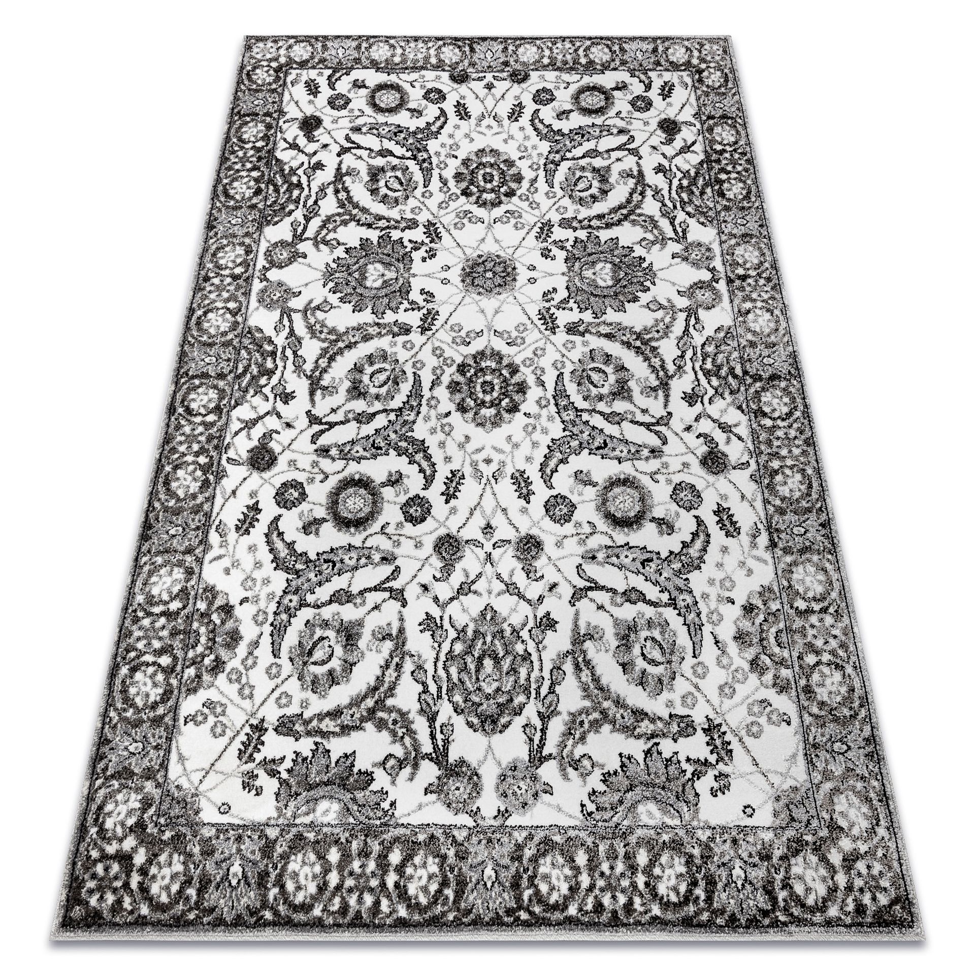 Dywan MATEO 8037/644 Nowoczesny ramka, kwiaty - strukturalny szary 160x220 cm