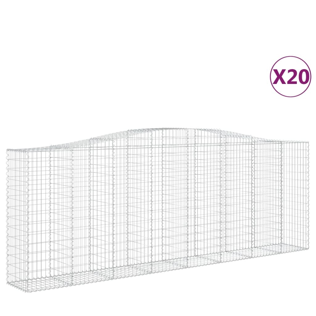 vidaXL Gabiony z wysokim łukiem 20 szt. 400x50x140/160cm Ocynkowane żelazo