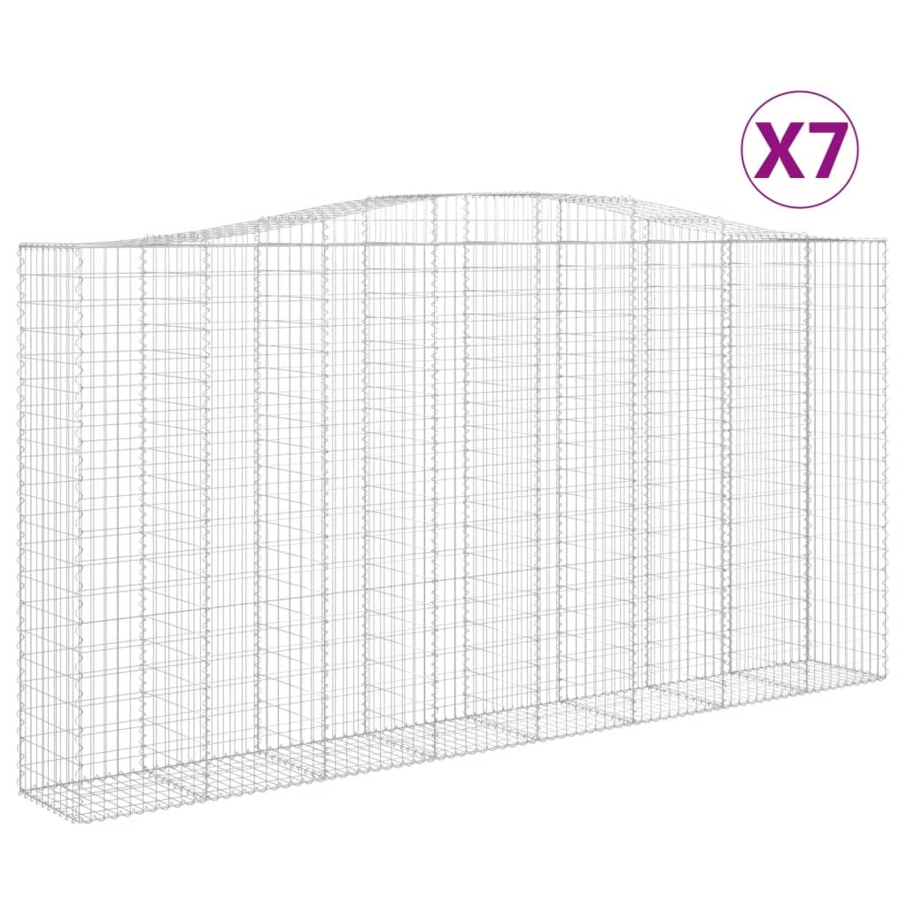 vidaXL Gabiony z wysokim łukiem 7 szt. 400x50x200/220cm Ocynkowane żelazo