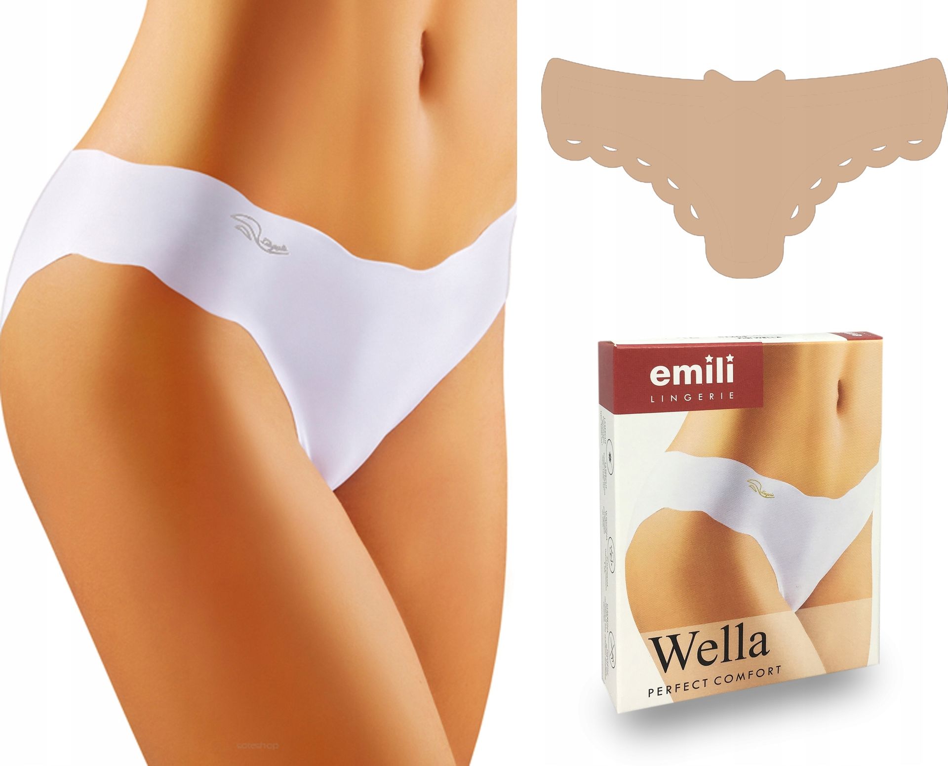 Emili WELLA Majtki damskie z mikrofibry, Kolor: Beżowy, Rozmiar: L