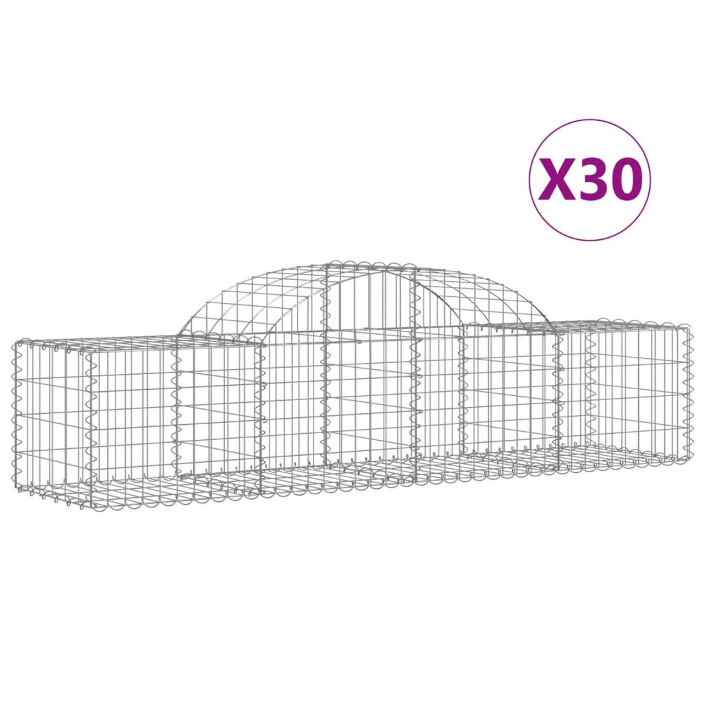 vidaXL Gabiony z wysokim łukiem 30 sztuk 200x50x40/60 cm Ocynkowane żelazo