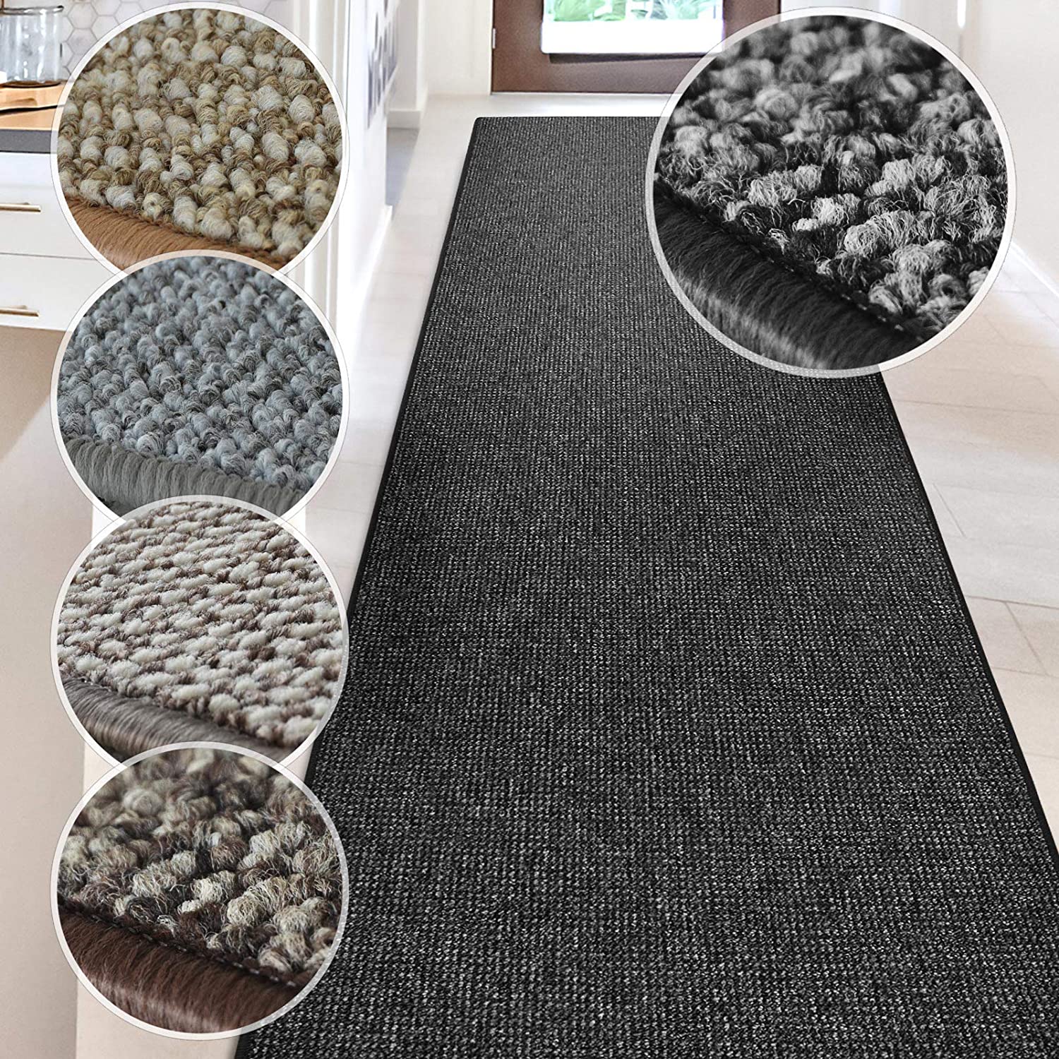 Dywan do salonu Carlton Flatweave dyskretnie wzorzysty antracyt 66x100 cm