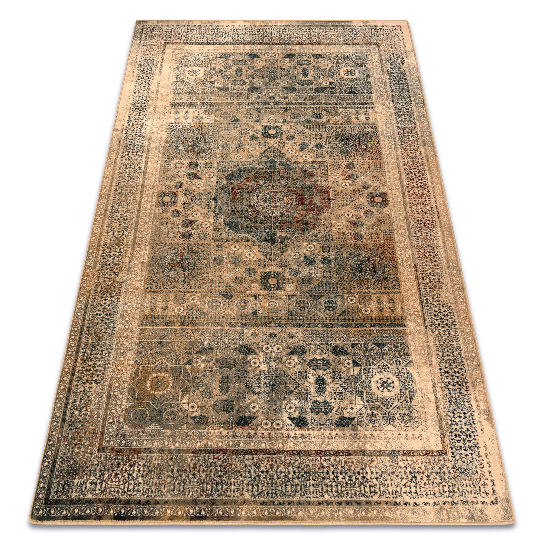 Dywan wełniany OMEGA MAMLUK Rozeta vintage krem, 235x350 cm