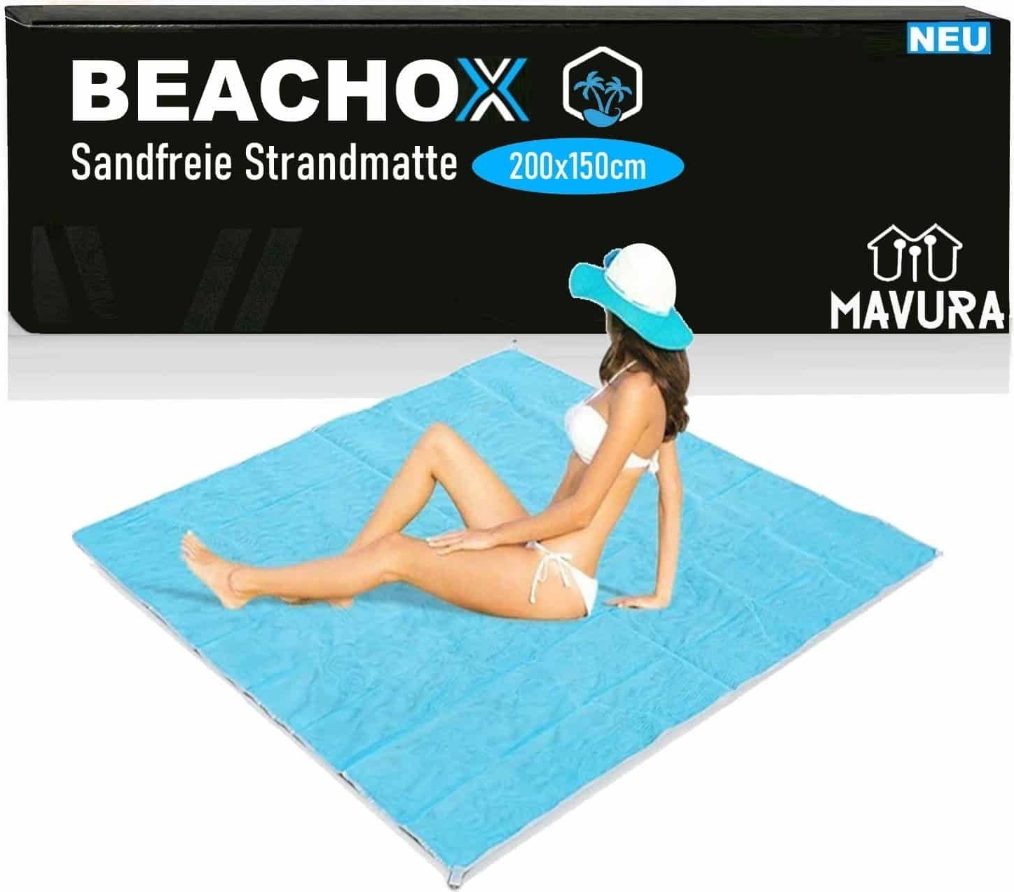 BEACHOX Mata plażowa bez piasku Koc plażowy Koc piknikowy Ręcznik plażowy Mata kempingowa