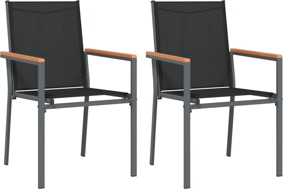 vidaXL Krzesła ogrodowe 2 szt. czarne 55x61,5x90 cm tekstylen i stal