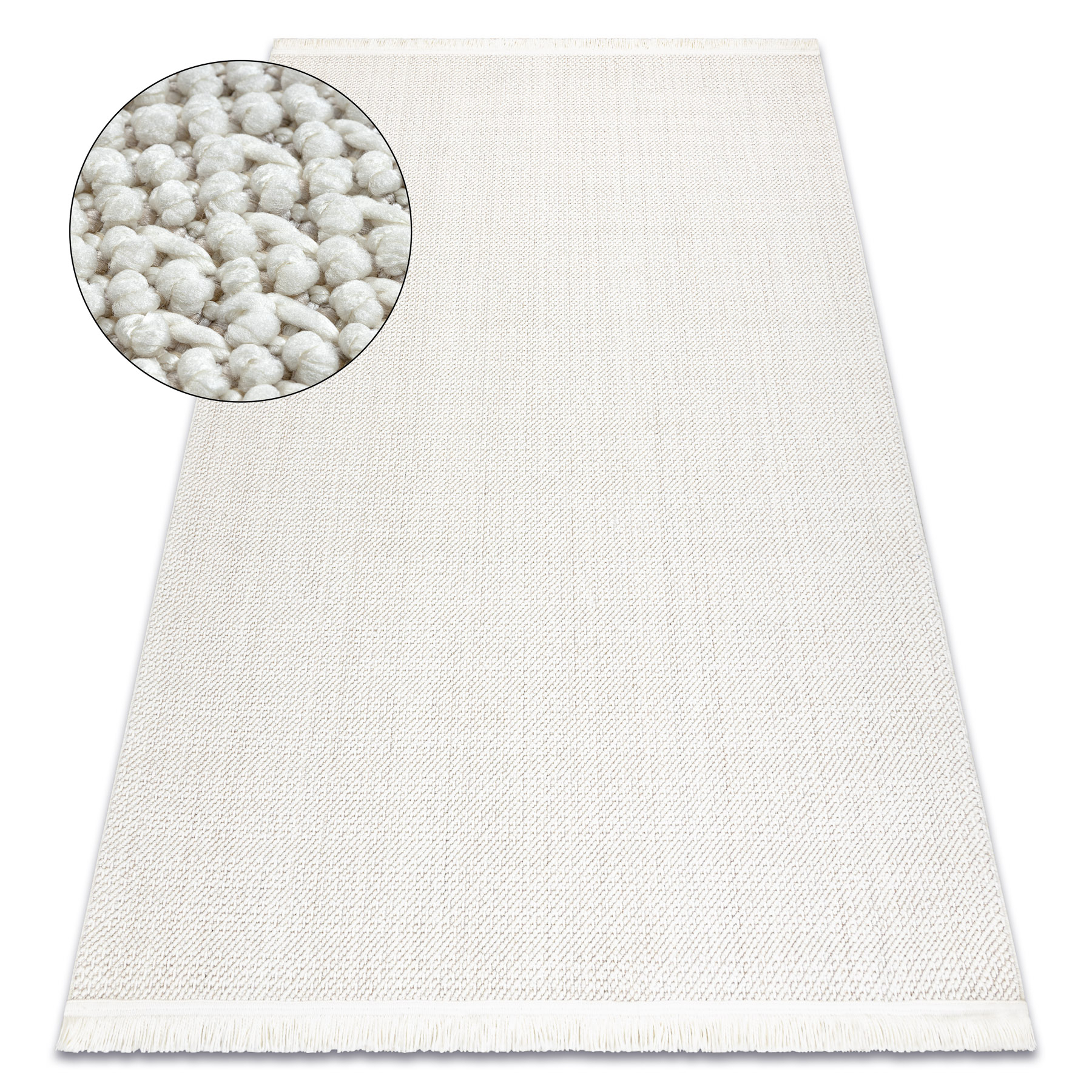 Dywan NANO FH93A Jednolity, pętelkowy, płasko tkany biały 140x190 cm