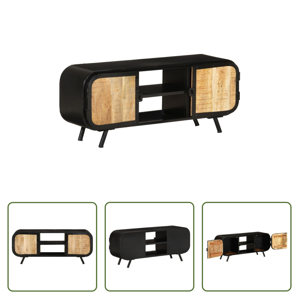 The Living Store Szafka pod telewizor 110x30x45 cm Surowe drewno mango