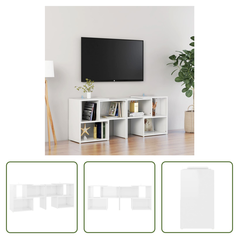 The Living Store szafka pod telewizor biały wysoki połysk 104x30x52cm materiał drewnopochodny