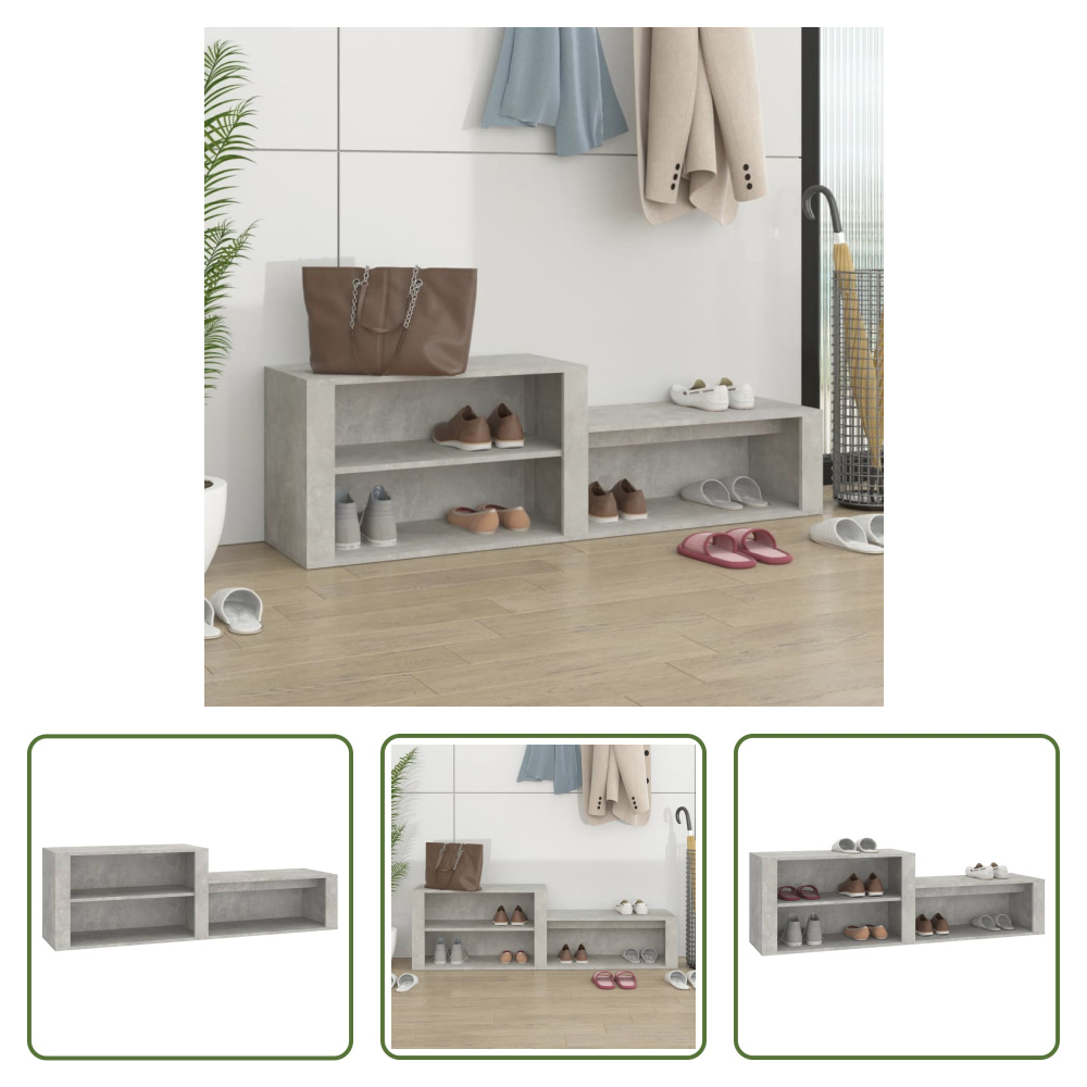 The Living Store Szafka na buty betonowa szara 150x35x45 cm materiał drewnopochodny