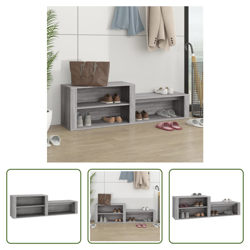 The Living Store Szafka na buty szara Sonoma 150x35x45 cm Materiał drewnopochodny