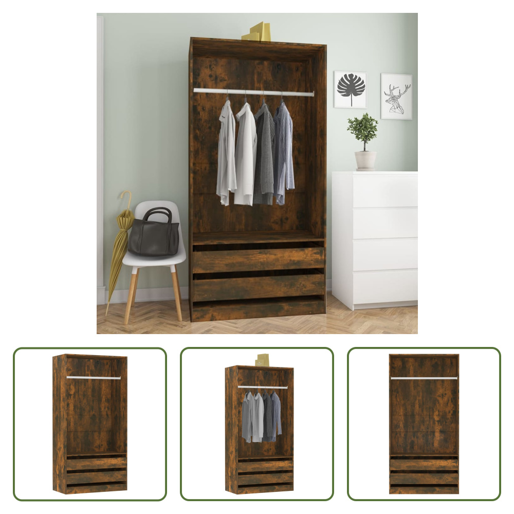 The Living Store Szafa dąb wędzony 100x50x200 cm materiał drewnopochodny