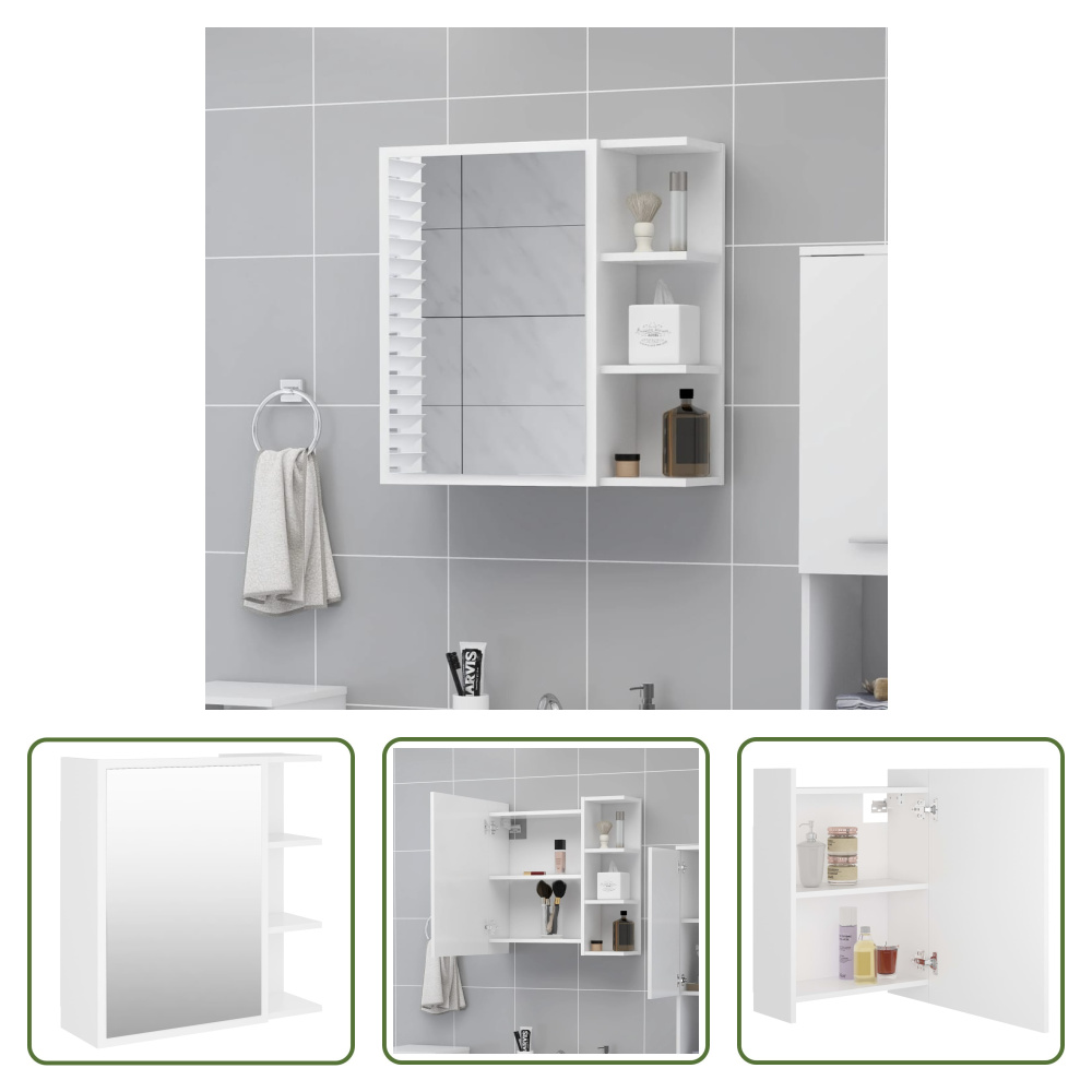 The Living Store Szafka łazienkowa z lustrem biała 62,5x20,5x64 cm Materiał drewnopochodny