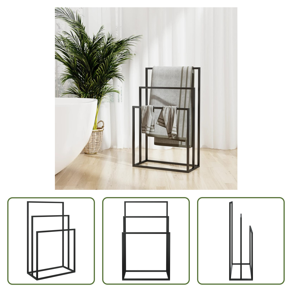 Stojak na ręczniki Living Store czarny 48x24x79 cm żelazo