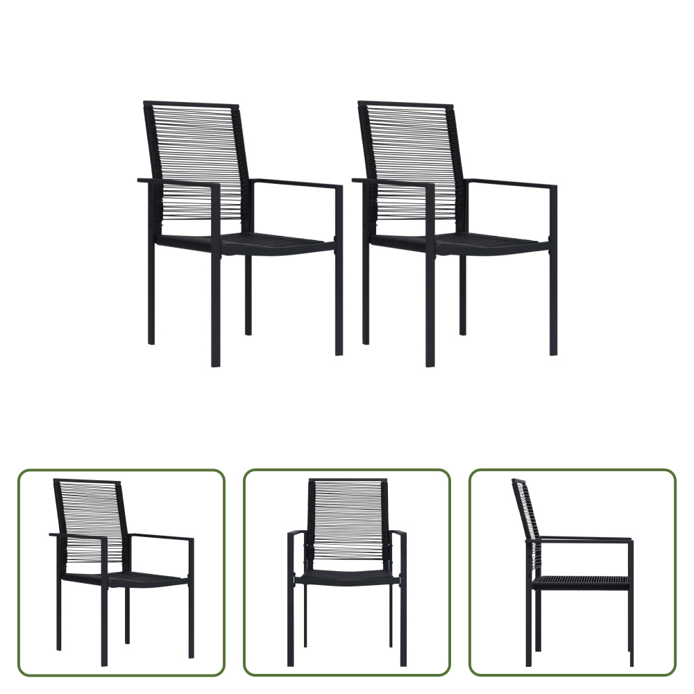 The Living Store Krzesła ogrodowe 2 szt. PVC Rattan Czarny