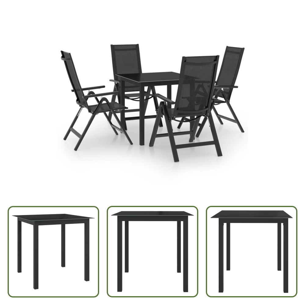 The Living Store 5-częściowy ogrodowy zestaw jadalniany aluminium antracyt