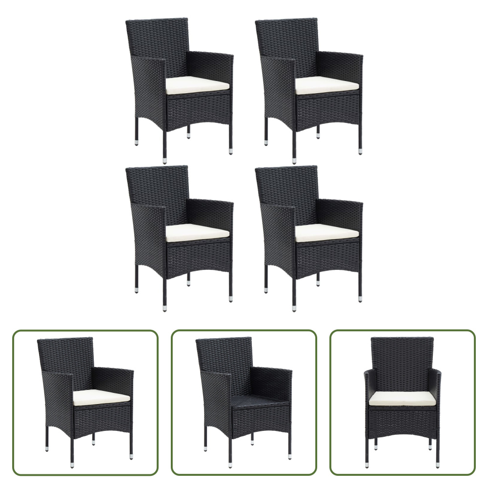 The Living Store Krzesła ogrodowe do jadalni 4 szt. Poli rattan czarny
