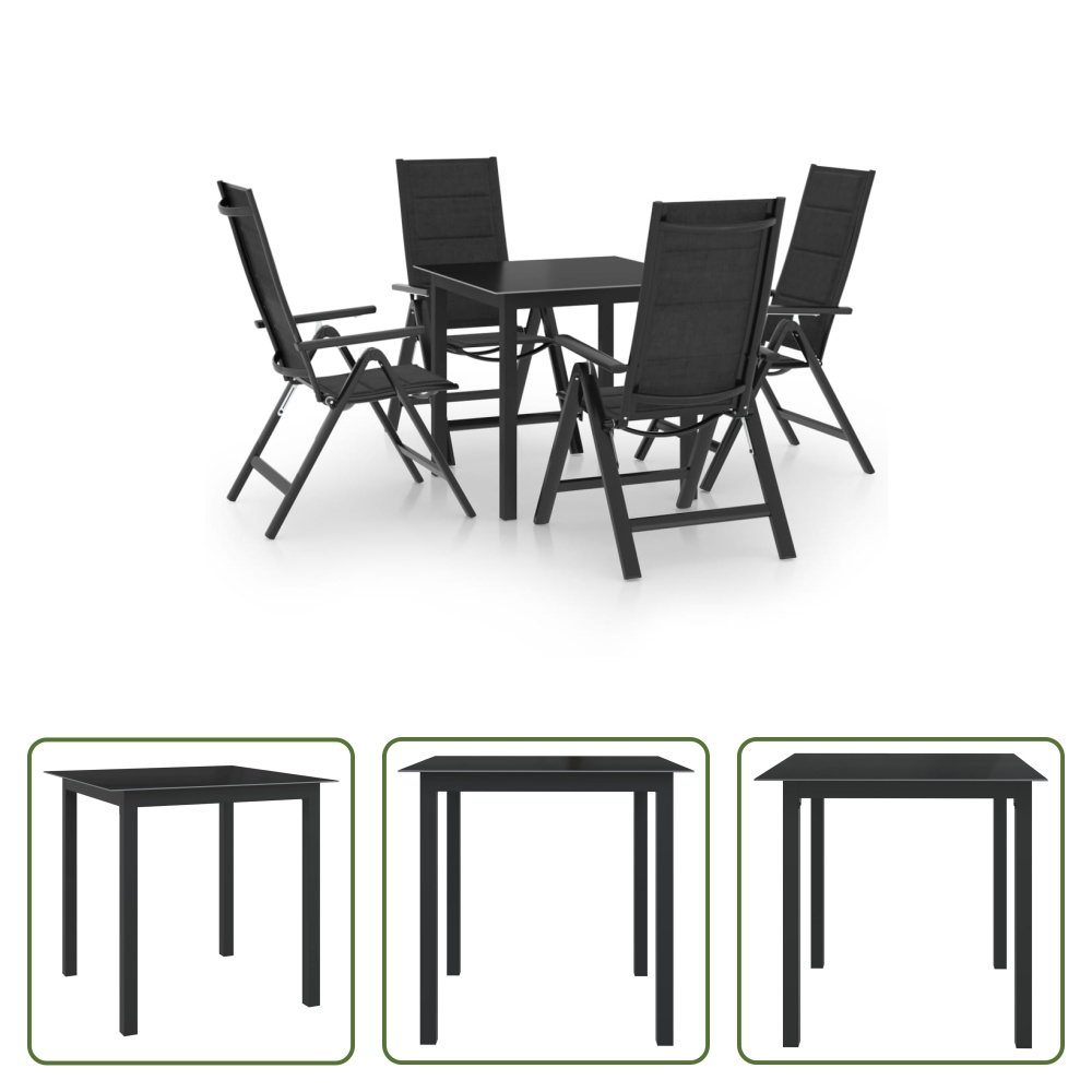 The Living Store 5-częściowy ogrodowy zestaw jadalniany aluminium antracyt