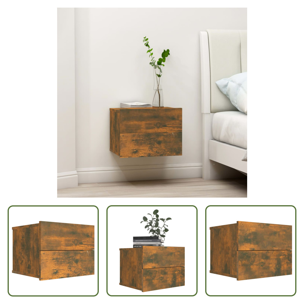 The Living Store szafka nocna dąb wędzony 40x30x30 cm materiał drewnopochodny