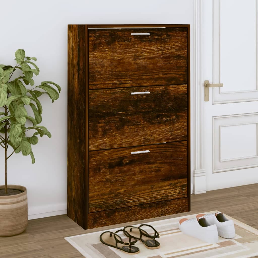 The Living Store Szafka na buty dąb wędzony 63x24x103 cm Materiał drewnopochodny