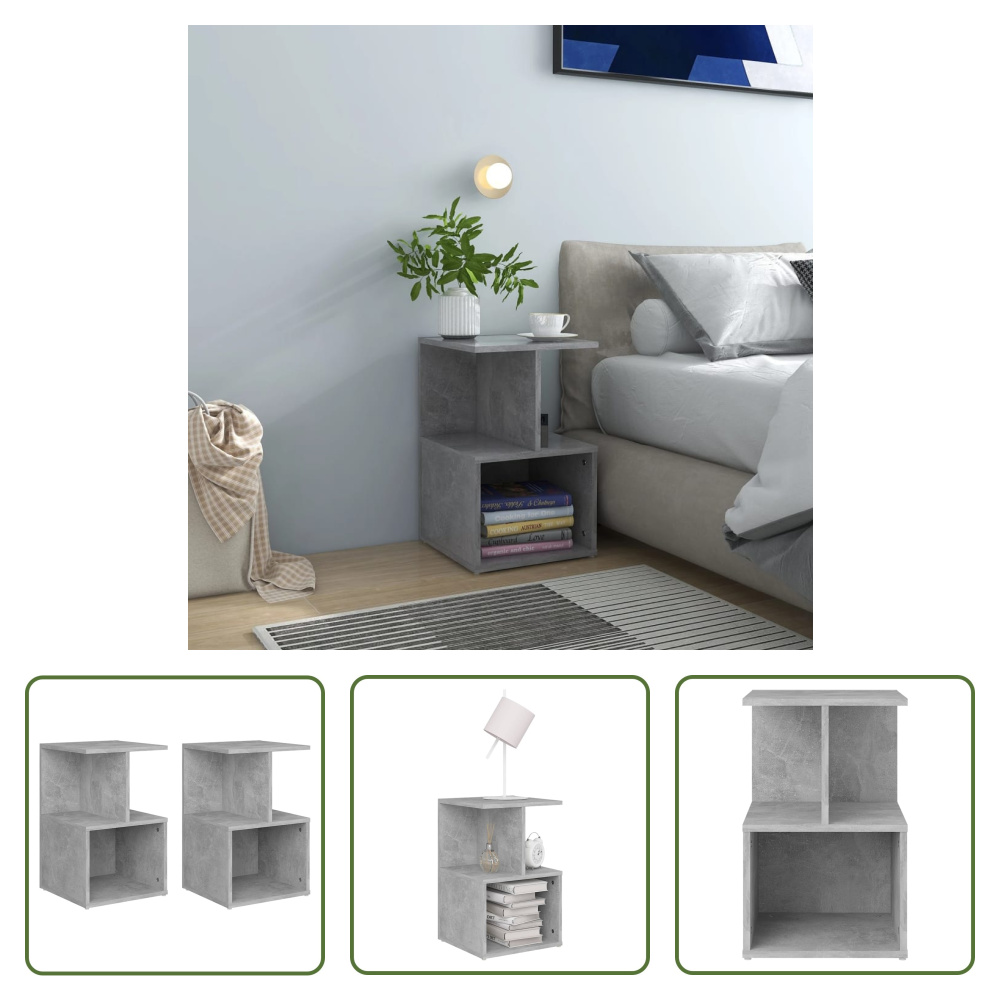 The Living Store Szafki nocne 2 szt. Beton szary 35x35x55 cm Materiał drewnopochodny