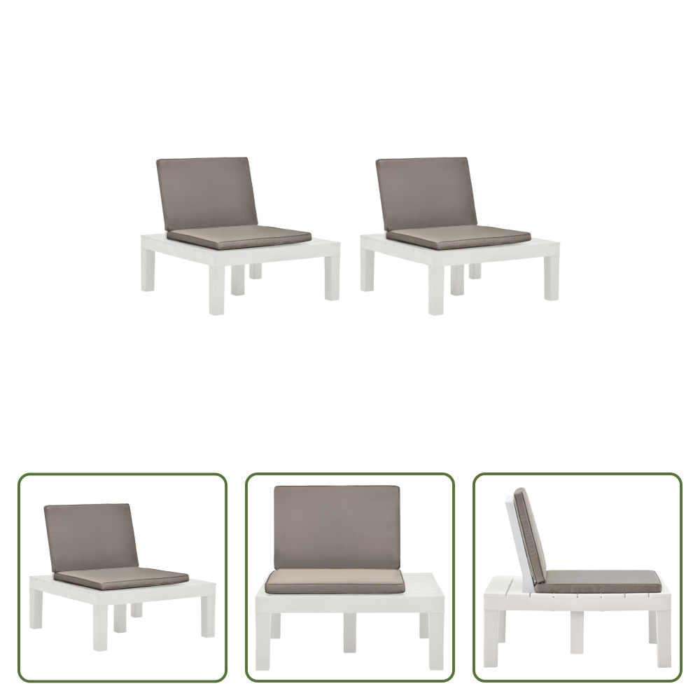 The Living Store Krzesła ogrodowe z poduszkami 2 szt. Plastik biały