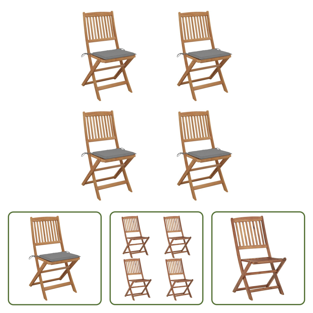 The Living Store Składane krzesła ogrodowe 4 szt. z poduszką z litego drewna akacjowego