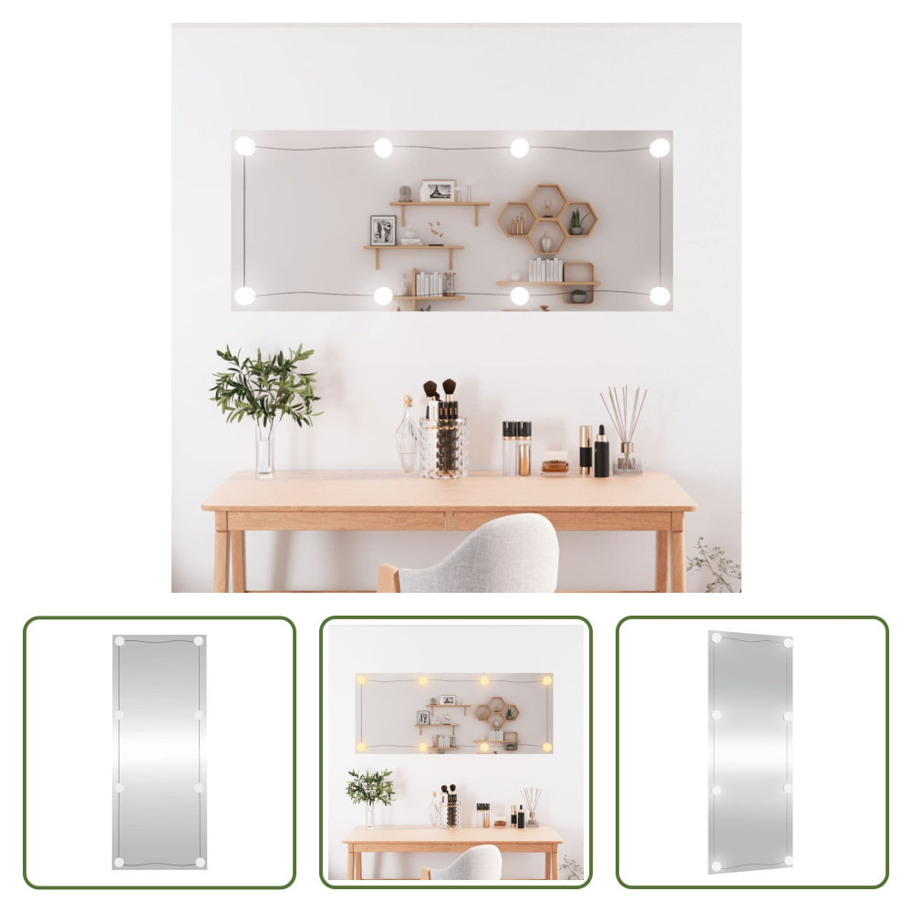 The Living Store Lustro ścienne z oświetleniem LED 40x100 cm szklane prostokątne